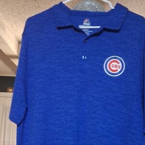 Chicago Cubs Blue Polo Shirt By MAJESTIC COOL BASE Mens Size XL